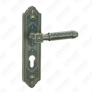 ידית דלת משיכת דלת עץ ידית נעילת ידית דלת על צלחת למנעול שקע על ידי סגסוגת אבץ או ידית לוחית דלת פלדה (ZM463102-DAB)