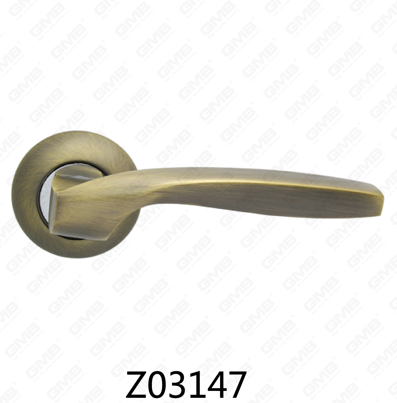 ידית דלת רוזטת אלומיניום מסגסוגת אבץ של Zamak עם רוזטה עגולה (Z02147)