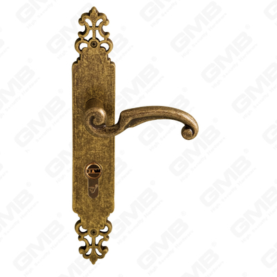 ידיות פליז חומרת דלת עץ ידית מנעול ידית דלת על צלחת עבור מנעול שקע (B-PM3952-ZB)